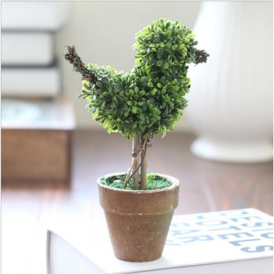 wholesale hot sale Latest artificial mini bonsai tree plastic plant love tree,&little bird tree shape potted plant