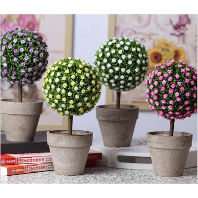 decorative artificial grass ball tree bonsai tree plants indoor mini bonsai